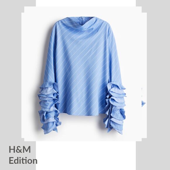 2pc SET: H&M Edition Ruffle-sleeve BLOUSE top + SKIRT Size S, 6 - Picture 4 of 9